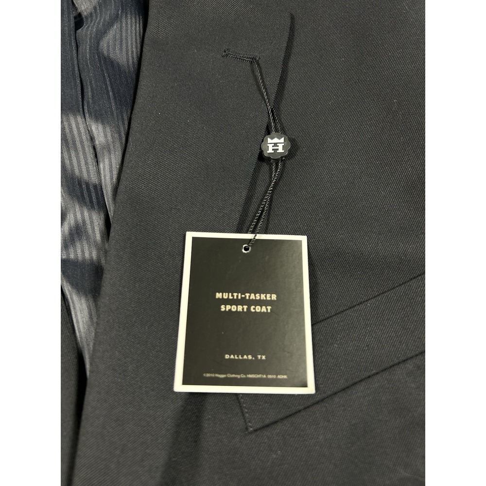 Haggar Men's Blazer 46L Black Two Button Multi Tasker Sport Coat Crested Button - Picture 5 of 9